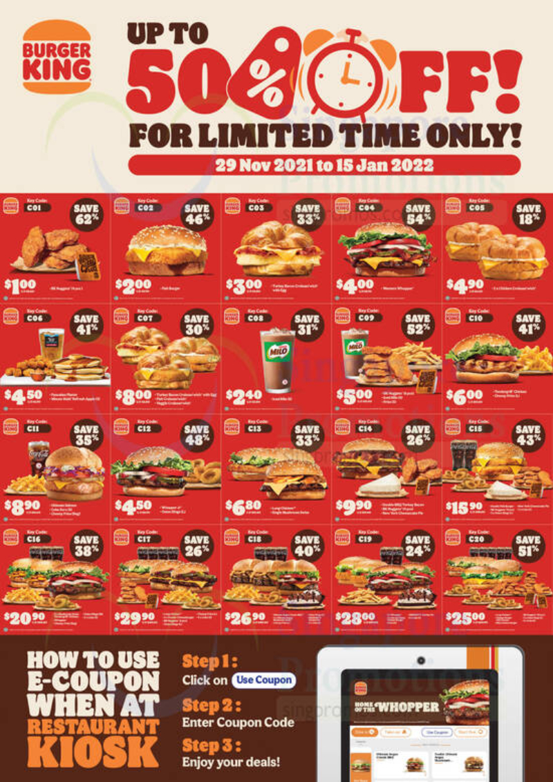 Snag these 20 Burger King ecoupons and get up to 62 off your meal